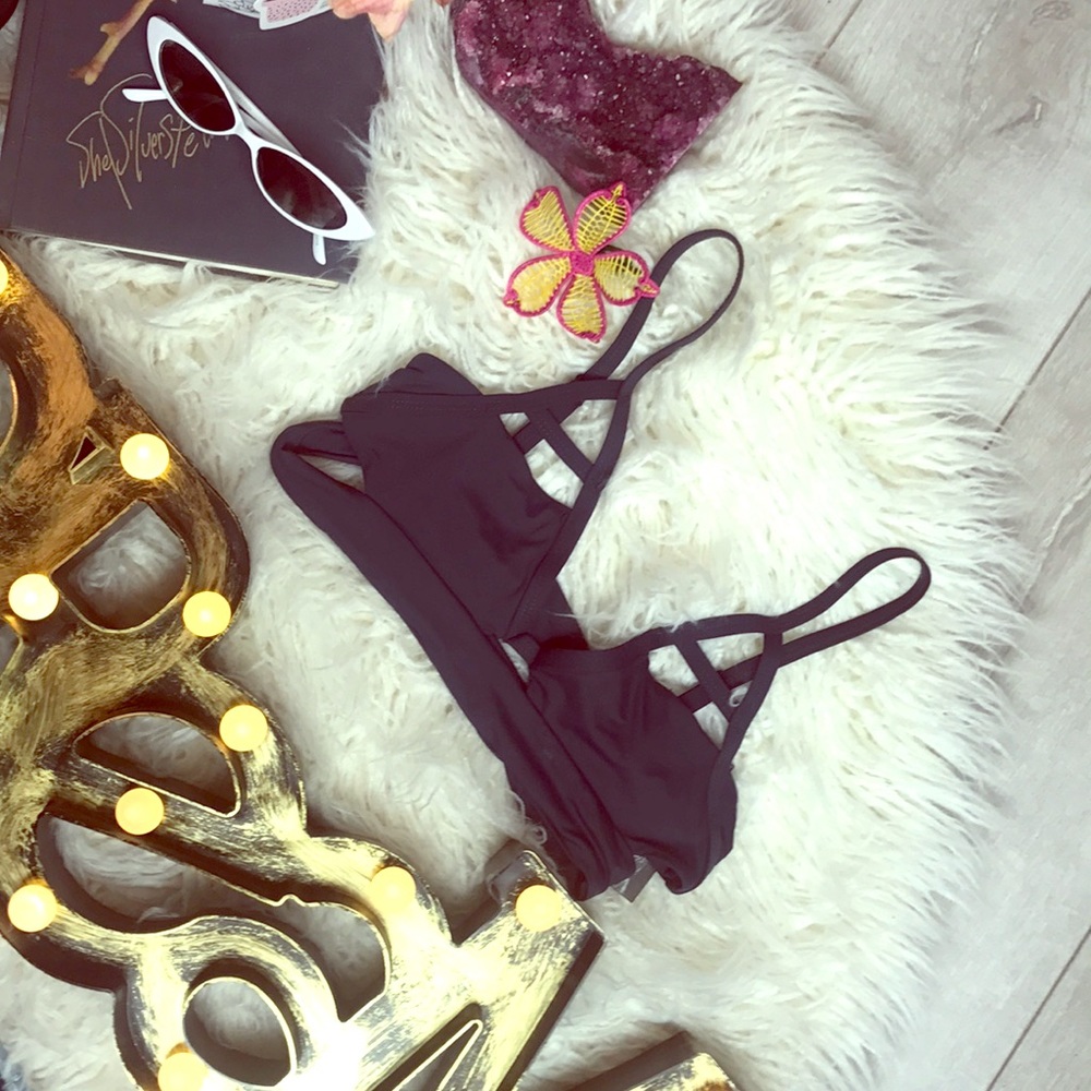 Small  solid blue Tavik  bikini top